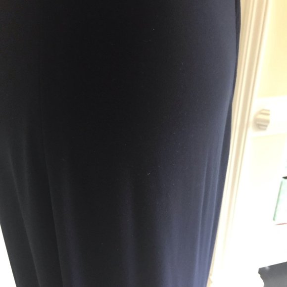 Dark Navy Off the Shoulder Side Slit Formal Dress - Picture 12 of 13